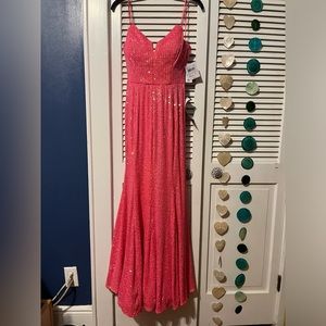 Hot pink sequin maxi dress